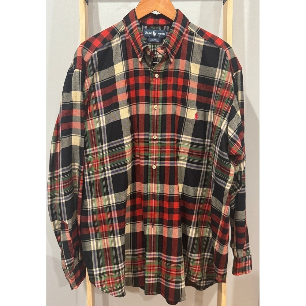 Polo Ralph Lauren 100%‎ Wool Blaire Shirt Men's Classic Heritage Plaid